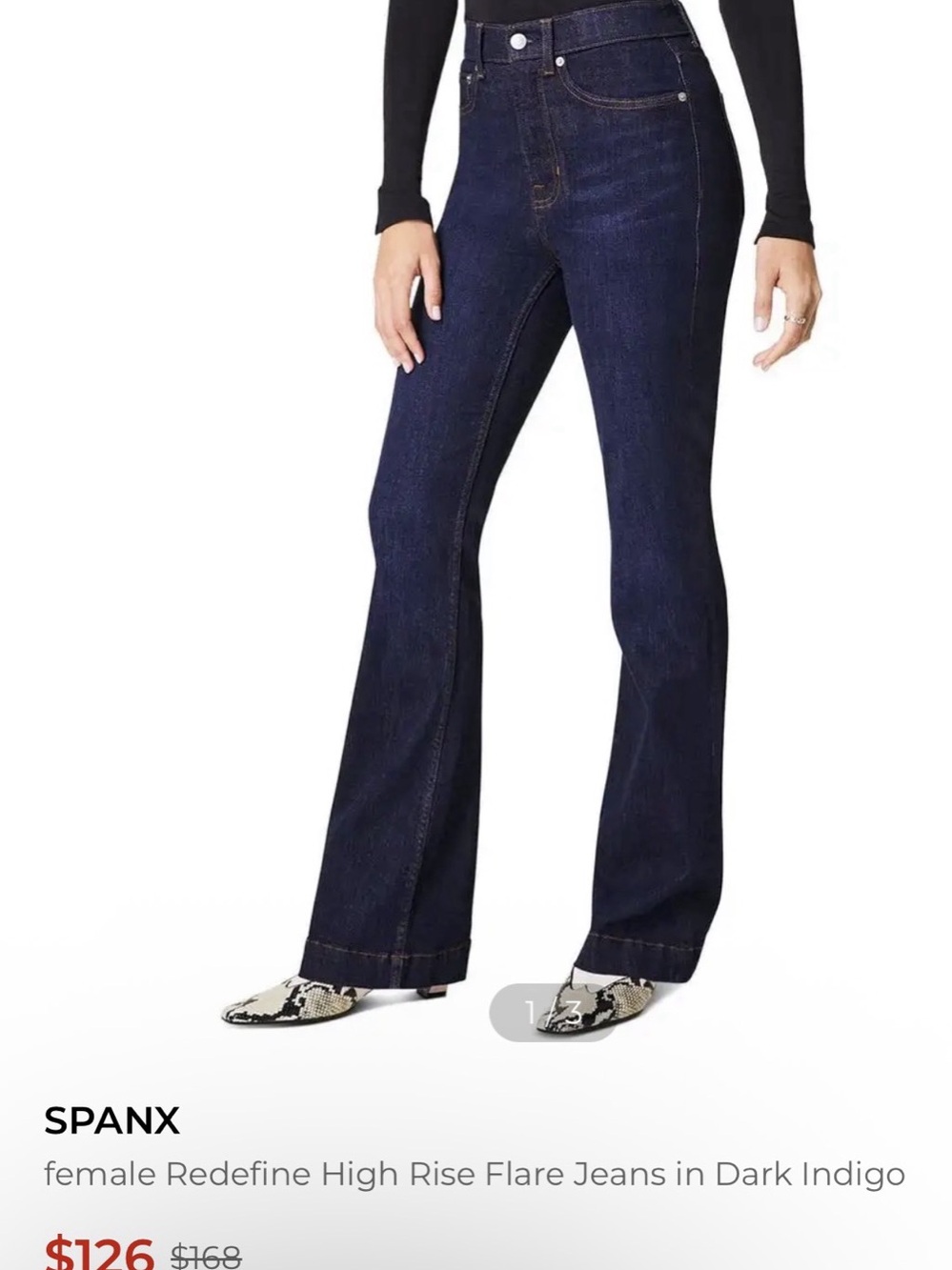 SPANX Dark Indigo High Rise Flare Jeans - Size Large Petite NWT